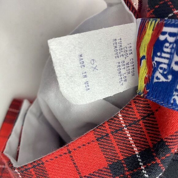 Bailey Boys Classic Heirloom Applique Dress Red Black Tartan Girls 6X Hat Purse - Picture 6 of 9